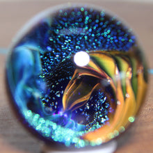 Load image into Gallery viewer, Borosilicate Glass Marble - Kevin O&#39;Grady - Gold Wave Blue Water
