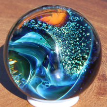 Load image into Gallery viewer, Borosilicate Glass Marble - Kevin O&#39;Grady - Gold Wave Blue Water
