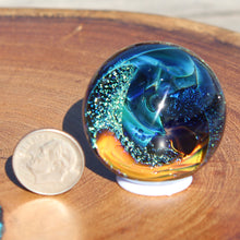 Load image into Gallery viewer, Borosilicate Glass Marble - Kevin O&#39;Grady - Gold Wave Blue Water
