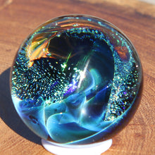 Load image into Gallery viewer, Borosilicate Glass Marble - Kevin O&#39;Grady - Gold Wave Blue Water
