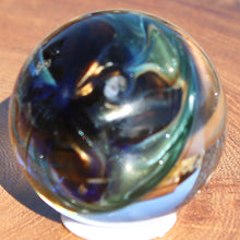 Load image into Gallery viewer, Borosilicate Glass Marble - Kevin O&#39;Grady - Gold Wave Blue Water
