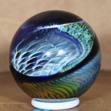 Load image into Gallery viewer, Borosilicate Glass Marble - Kevin O&#39;Grady - Peacock Vortex Dichroism
