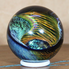 Load image into Gallery viewer, Borosilicate Glass Marble - Kevin O&#39;Grady - Peacock Vortex Dichroism
