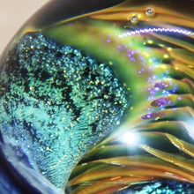 Load image into Gallery viewer, Borosilicate Glass Marble - Kevin O&#39;Grady - Peacock Vortex Dichroism
