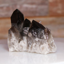 Load image into Gallery viewer, Mineral specimen with dark and light crystal formations on a neutral background
