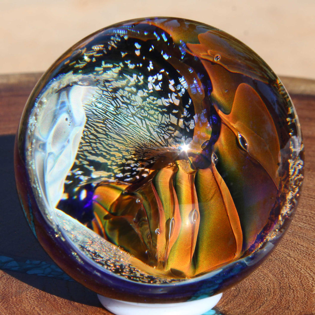 Borosilicate Glass Marble - Kevin O'Grady - Cubic Vortex Dichroism #3361