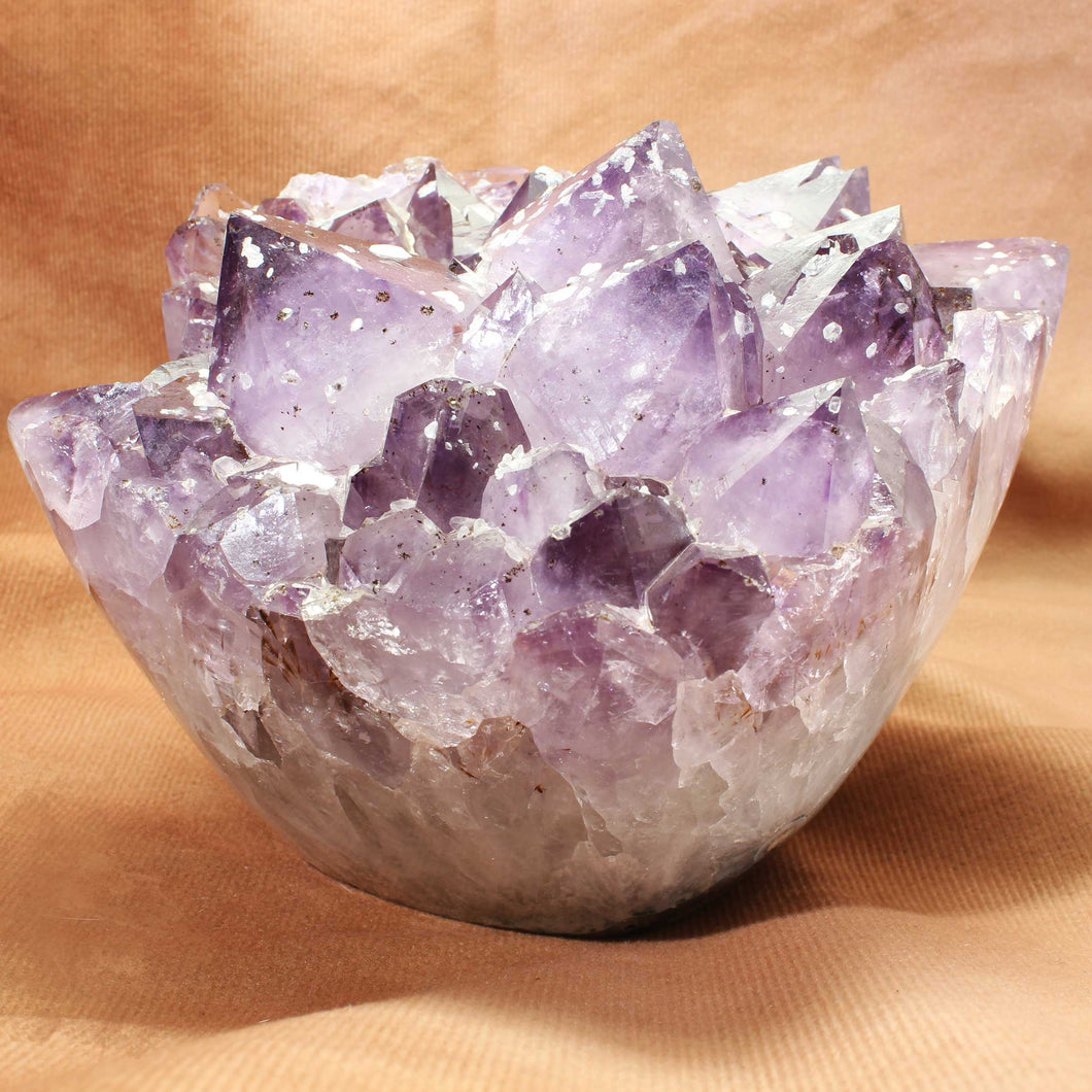 Massive Purple Amethyst Chunk White Calcite Crystal Flakes
