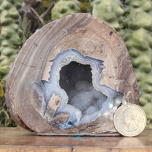 Load image into Gallery viewer, Druzy Blue Dugway Geode Prominent Botryoidal Chamber
