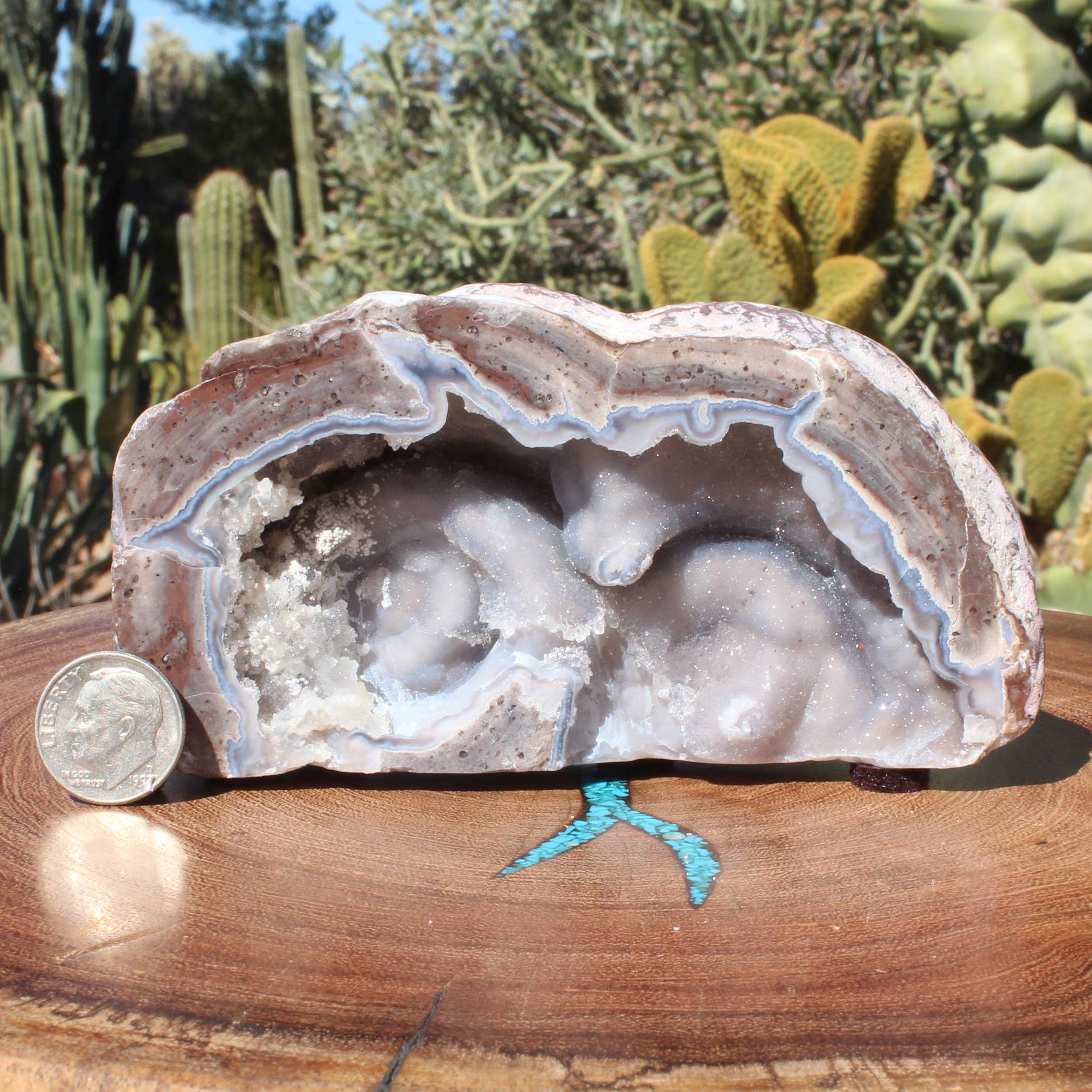Blue Dugway Double Geode Fine Druzy Crystals