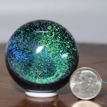 Load image into Gallery viewer, Artist Kevin O'Grady - Glass Marble Electric Green Blue - Vortex Dichroism
