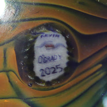 Load image into Gallery viewer, Artist Kevin O'Grady - Glass Marble Electric Green Blue - Vortex Dichroism
