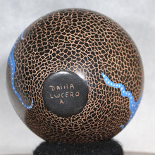 Load image into Gallery viewer, Mata Ortiz Pottery - Ms. Dalila Lucero - Blue Lizard White Triangles
