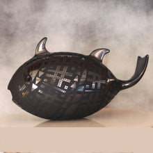 Load image into Gallery viewer, Decorative handmade pottery with geometric pattern on a neutral background
