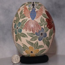 Load image into Gallery viewer, Hummingbirds &amp; Flowers Mata Ortiz Pottery next to quarter
