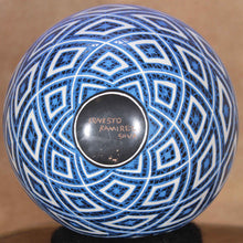 Load image into Gallery viewer, Señor Ernesto Silva - Blue White Diamonds Vase - Mexican Pottery
