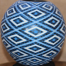 Load image into Gallery viewer, Señor Ernesto Silva - Blue White Diamonds Vase - Mexican Pottery
