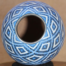 Load image into Gallery viewer, Señor Ernesto Silva - Blue White Diamonds Vase - Mexican Pottery
