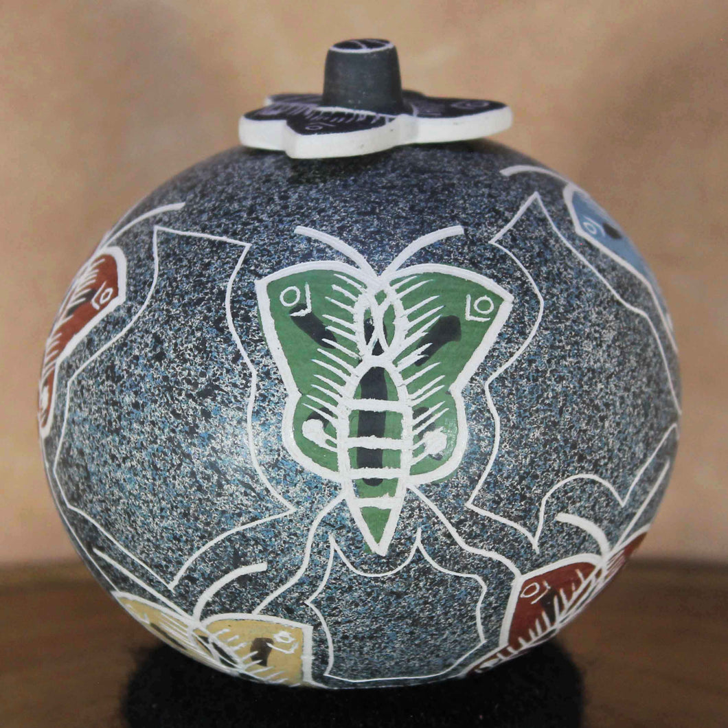 Ms. Gabriela Corona Silveira - Butterflies - Mata Ortiz Pottery w/ Lid