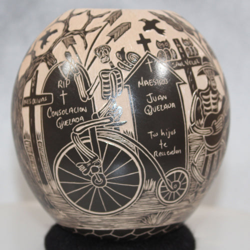 Mata Ortiz Pottery Day of the Dead Penny-Farthing Riders