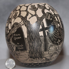 Load image into Gallery viewer, Mata Ortiz Day of the Dead pottery with quarter for scale
