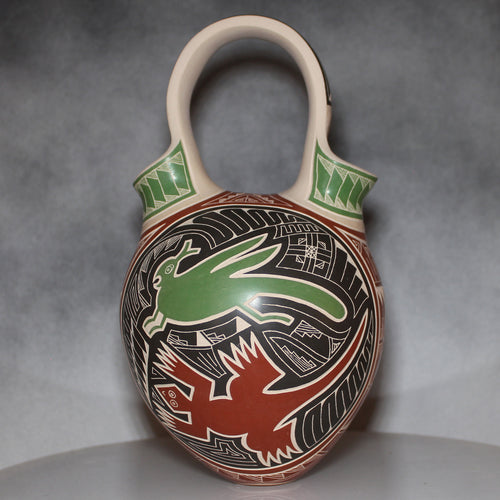 Mata Ortiz Pottery Wedding Vase Lizards Quail