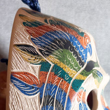Load image into Gallery viewer, Close-up side view of Interpretive Mask Paquimé Culture Mata Ortiz Pottery
