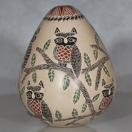 Mata Ortiz Petite Pottery 8 Etched Owls
