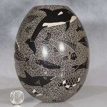 Load image into Gallery viewer, Mata Ortiz pottery next to dime for scale
