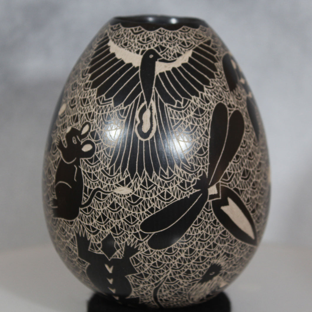 Mata Ortiz Pottery Etched Bunnies Birds Insects