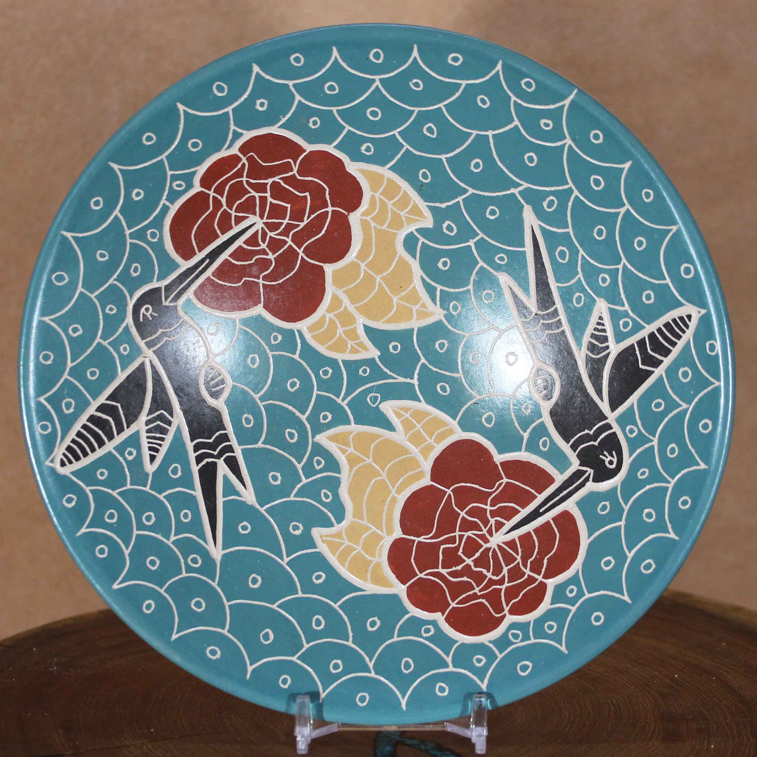 Señor Vidal Corona - Blue Display Dish - Mata Ortiz Pottery