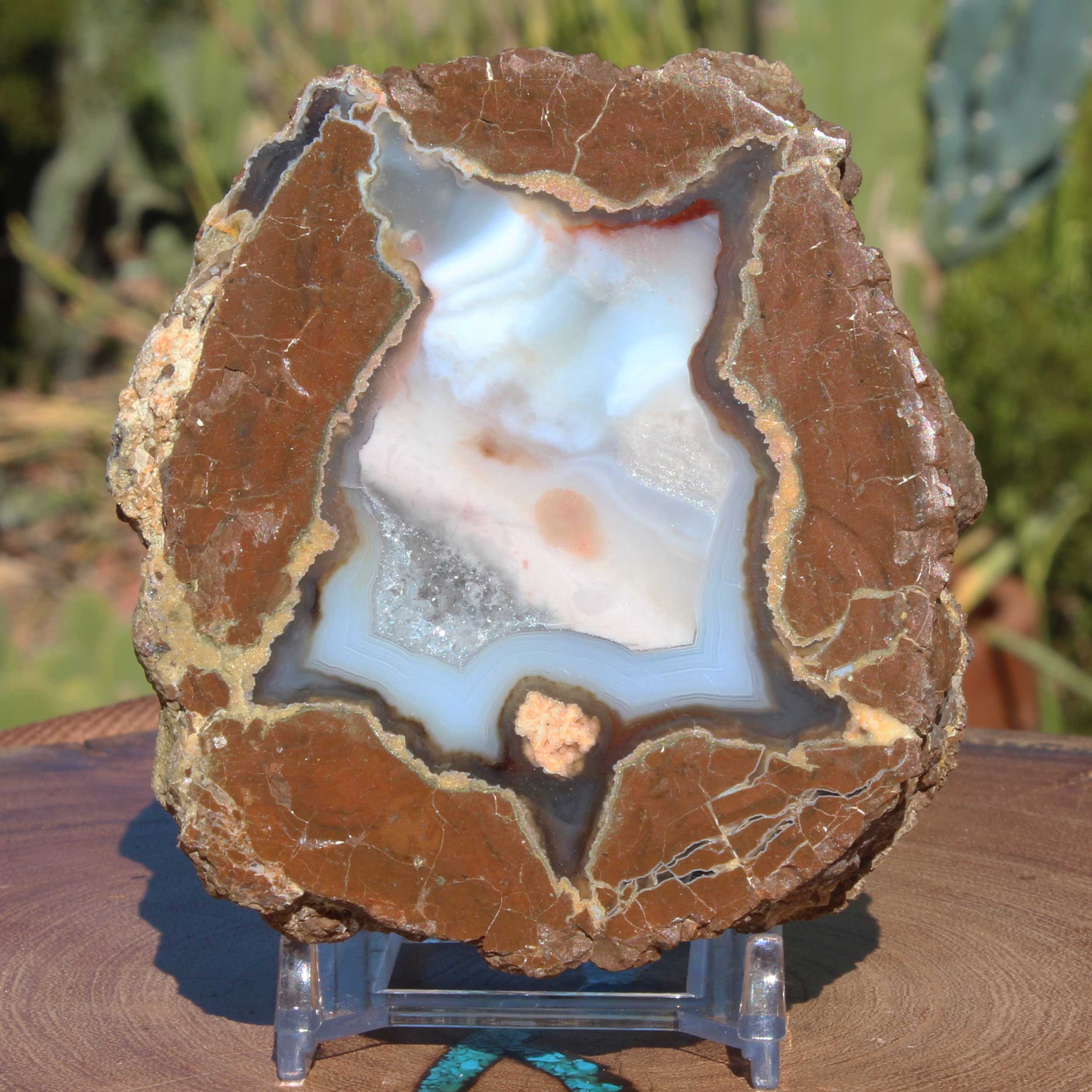 Soft Blue Dugway Geode Half Fine Druzy Quartz Polished Face from Utah