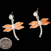 Load image into Gallery viewer, Apricot Dragonfly Earrings - Spiny Oyster Shell - Urin Huanca
