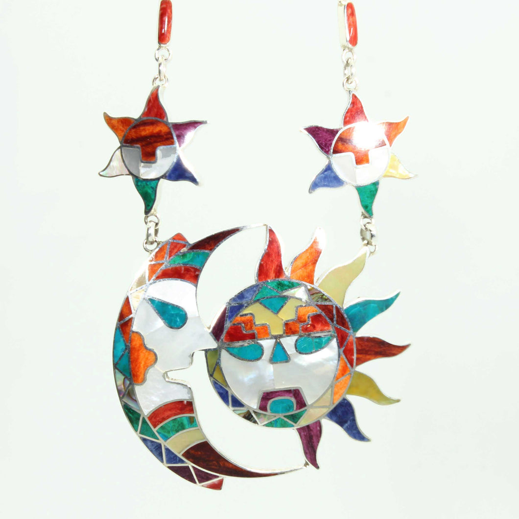 Celestial Moon Sun Stars Inca Necklace - Urin Huanca Peruvian Studios