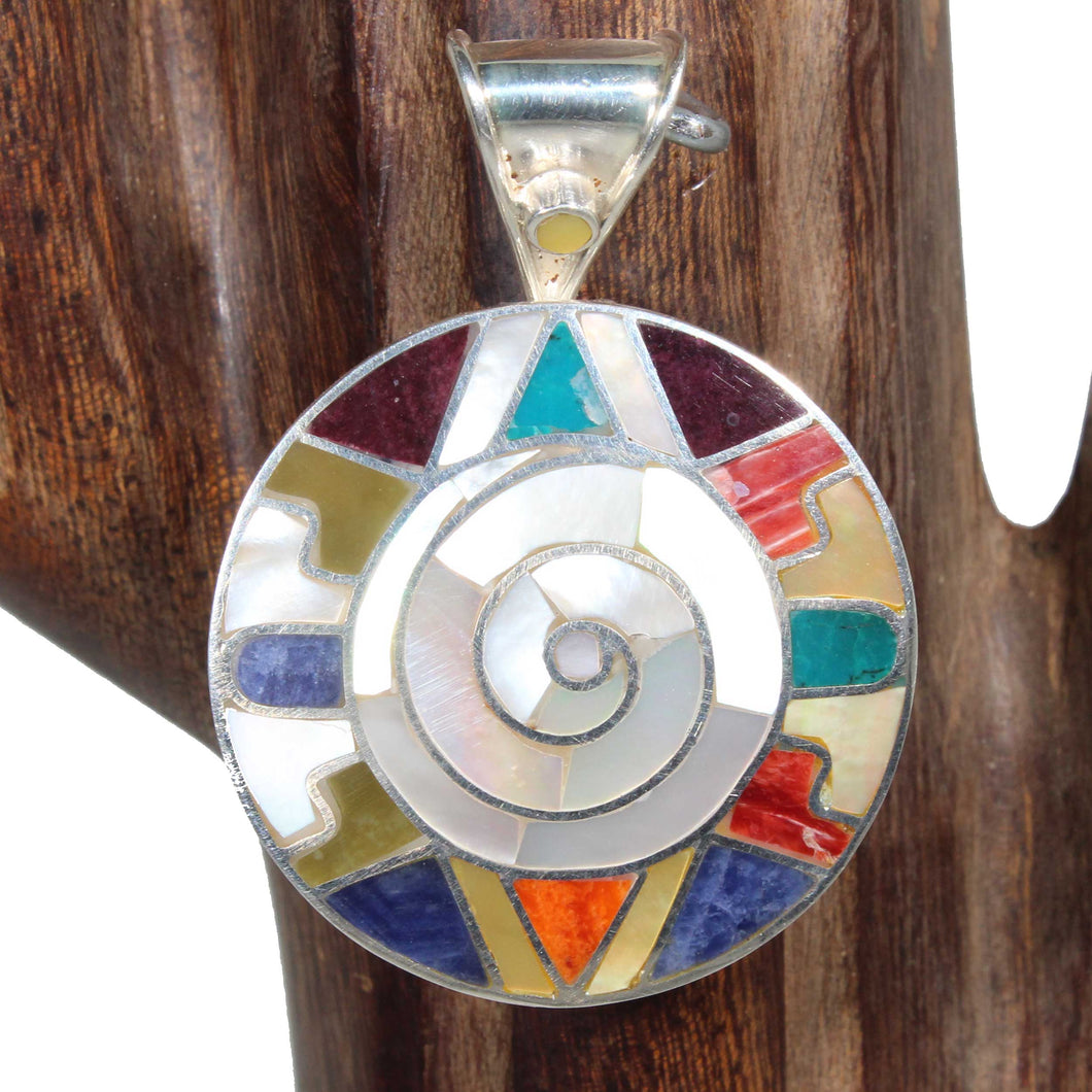 Peruvian Circle of Life Pendant - Gemstones & Shell - Urin Huanca