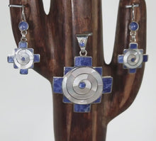 Load and play video in Gallery viewer, Sacred Peruvian Cross - Azure Blue Lapis Pendant &amp; Earring Set - Urin Huanca
