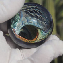 Load and play video in Gallery viewer, Borosilicate Glass Marble - Kevin O&#39;Grady - Peacock Vortex Dichroism
