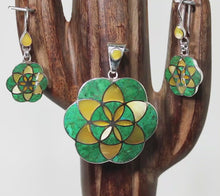 Load and play video in Gallery viewer, Pendant &amp; Earring Set - Inca Flower of Life - Urin Huanca

