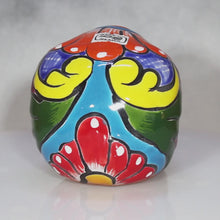 Load and play video in Gallery viewer, video of Day Dead Festive Painted Skull Mexican Pottery

