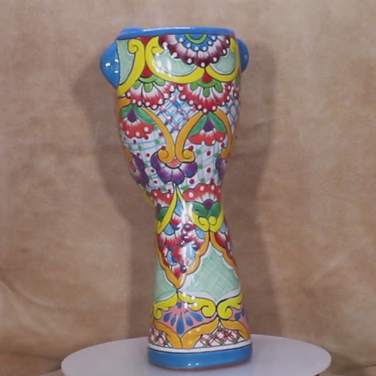 Video of Surreal Blue Face Talavera Mexican Pottery