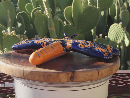 Video of Talavera Dragonfly Ceramic Figure Mexican Tradition
