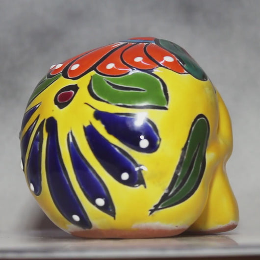 Video of Festive Painted Skull Talavera Mexican Pottery