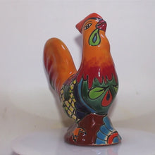 Load and play video in Gallery viewer, Talavera Ceramic Rooster Figure | Vibrant Glaze | Folk Art Garden Decor
