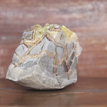 Load and play video in Gallery viewer, Septarian Geode Section - Triangle Mass of Molten Yellow Crystals
