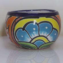 Load and play video in Gallery viewer, Talavera Flower Pottery | Bright Colors on White | Mexico Folk Art SW Floral Design
