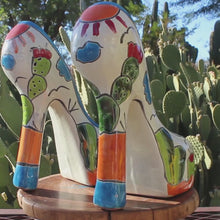 Load and play video in Gallery viewer, Talavera High Heels -  Ceramic Pottery - Mexico Folk Art
