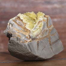 Load image into Gallery viewer, Septarian Geode Section - Triangle Mass of Molten Yellow Crystals
