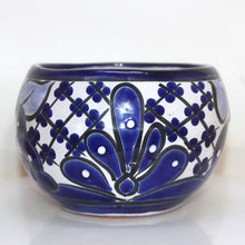Load image into Gallery viewer, Talavera Flower Pottery | Rich Flow Blue on White | Mexico Folk Art SW Floral Design
