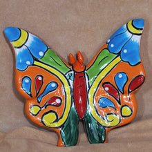 Load image into Gallery viewer, Set Of 3 Matching Blue Tipped Butterflies - Talavera Mexican Mariposas Ceramic Art
