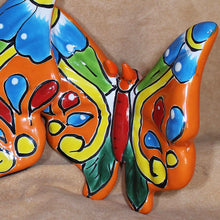 Load image into Gallery viewer, Set Of 3 Matching Blue Tipped Butterflies - Talavera Mexican Mariposas Ceramic Art
