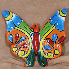 Load image into Gallery viewer, Set Of 3 Matching Blue Tipped Butterflies - Talavera Mexican Mariposas Ceramic Art
